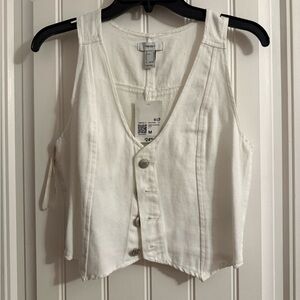 Forever 21 White Button-Up Crop Vest
